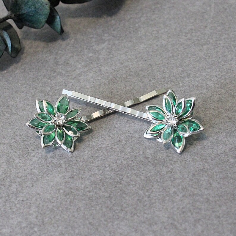 Green Bobby Pins Green Hair Pins Green Bridesmaid Jewelry Etsy
