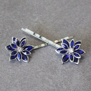 Royal Blue Hair Pins, Dark Blue Bobby Pins, Blue Floral Bobby Pins, Flower Hair Pins, Blue Bridal Hair Pins, Blue Bridesmaid Hair Pins