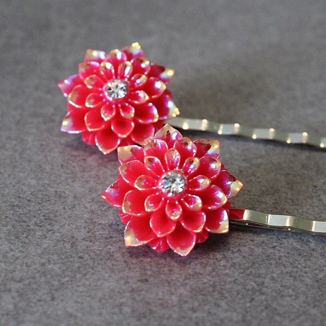Pink Hair Pins Pink Flower Bobby Pins Pink Floral Hair Pins Etsy