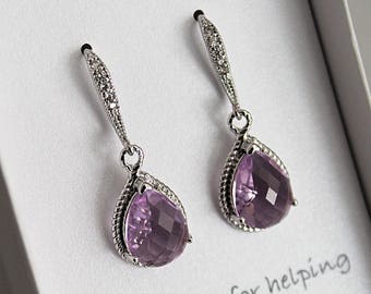 Lavender Bridesmaid Earrings, Purple Bridesmaid Earring, Lavender Earring, Purple Bridesmaid Gift, Light Purple Earring, Purple Drop Earring