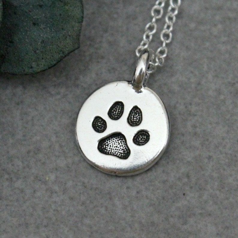 Silver Paw Necklace Silver Dog Necklace Dog Lover Necklace Etsy