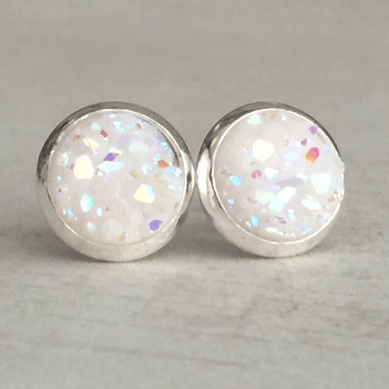 Stud Earring Set Rose Gold Earring Set Druzy Earring Set Etsy