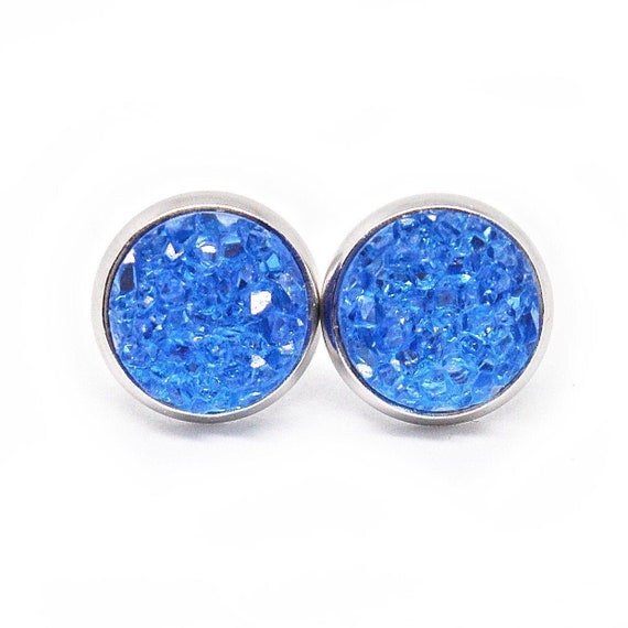 Baby Blue Druzy Earrings