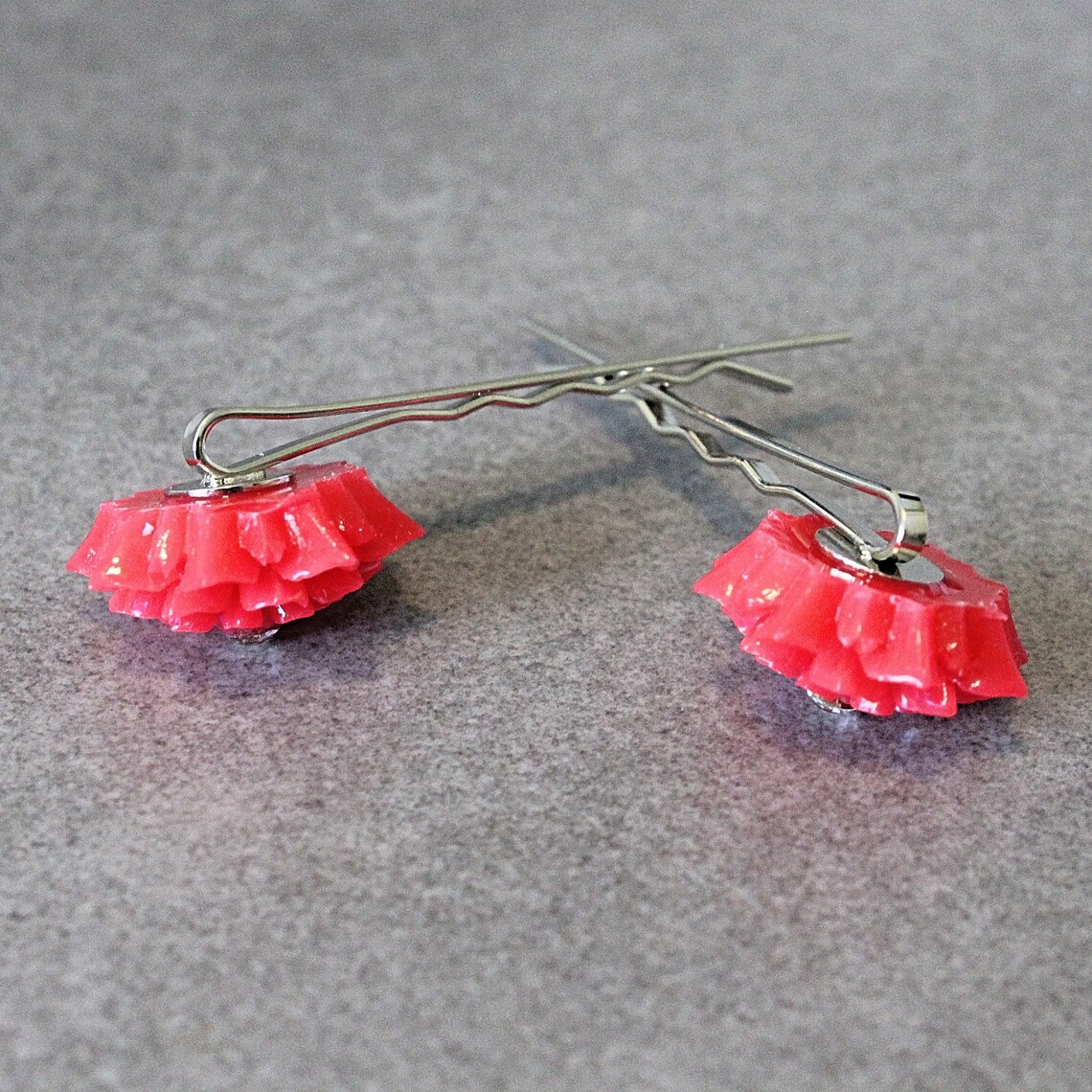 Pink Hair Pins Pink Flower Bobby Pins Pink Floral Hair Pins Etsy