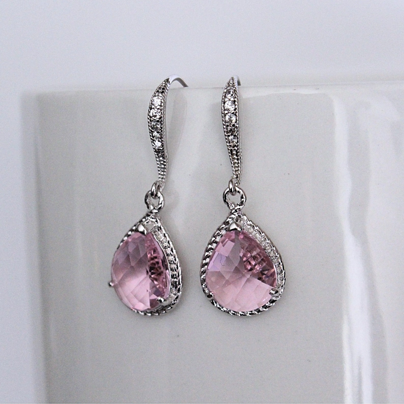Pink Drop Earrings Light Pink Bridesmaid Earrings Pink - Etsy