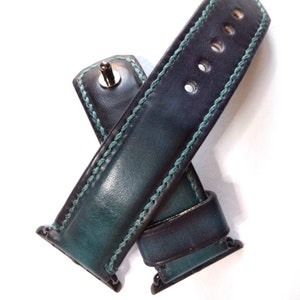 Handmade Leather Apple Watch Band Teal Colour 42mm, 38mm, 40mm, 44mm for Series 1 2 3 4 Handmade Custom Colours image 1