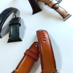 Handmade Leather Apple Watch Band Teal Colour 42mm, 38mm, 40mm, 44mm for Series 1 2 3 4 Handmade Custom Colours image 8