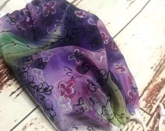 Luxury mulberry silk face mask. Single layer silk mask. Pure silk face cover. Handpainted 100% silk face mask.