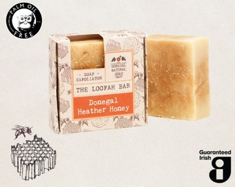 Donegal Heather Honey. Exfoliating Loofah Soap. Handmade in Ireland.