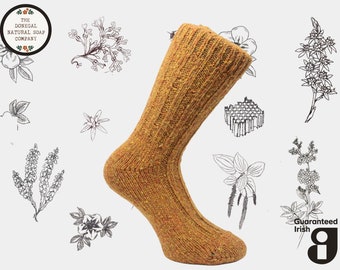 Donegal Wool Socks - Orange Asphodel -  UK 7-11 / Eur  41-45 / US 8.5-12.5 // or UK 4-7  / Eur  37-41  / Us 5.5-8.5