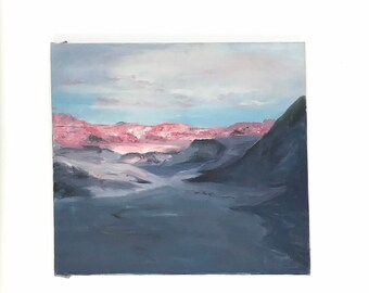 Vintage Large Landscape Mountain Oil Painting