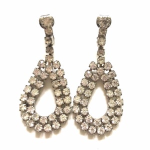 Vintage Clear Rhinestone Earrings Vintage Wedding