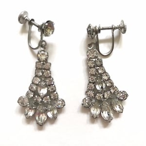 Vintage Clear Rhinestone Screw Back Earrings Vintage Wedding