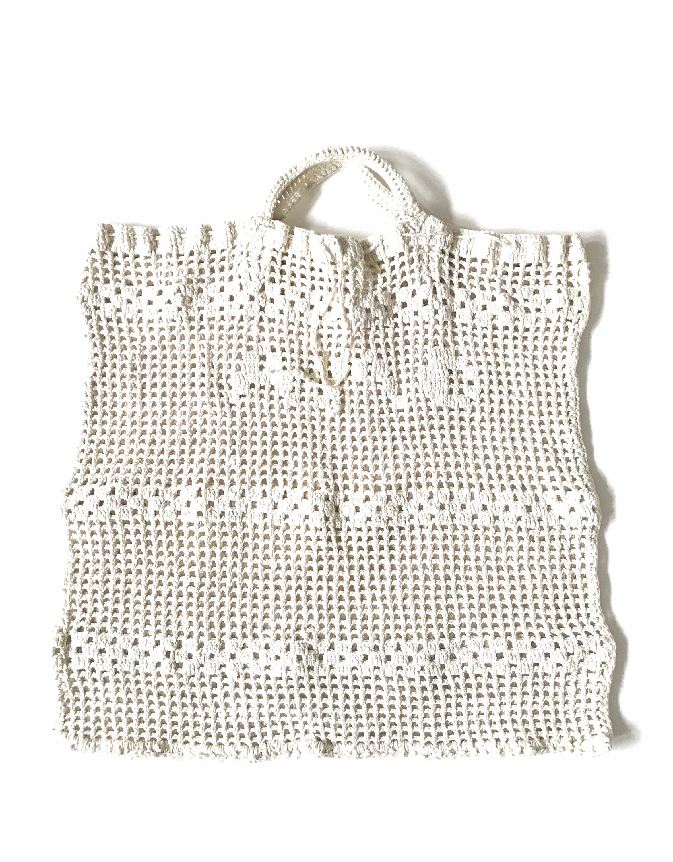 Vintage Crochet Macrame Drawstring Tote Bag - Etsy