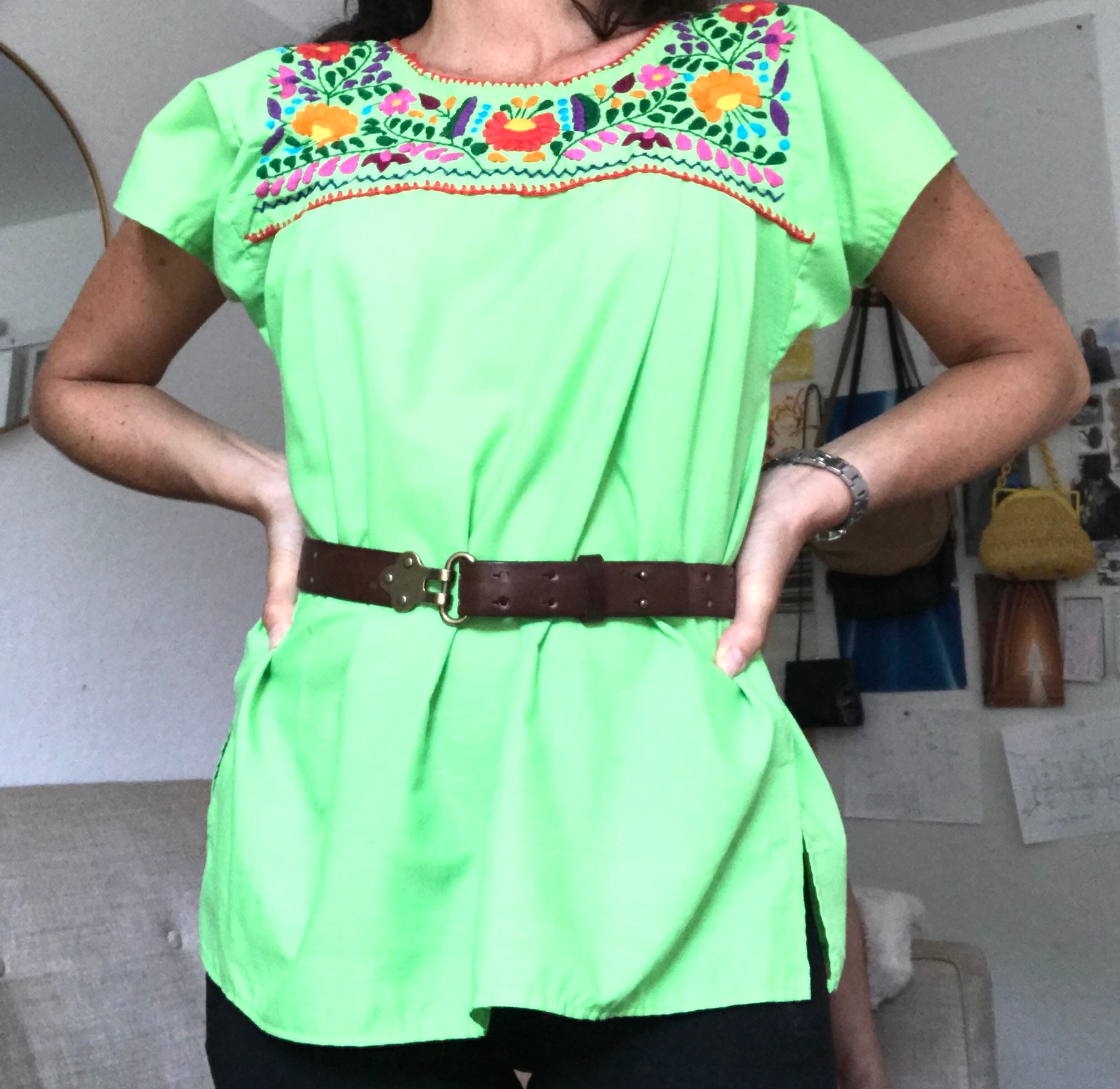 Super Yummy Vintage Hand Embroidered Mexican Blouse