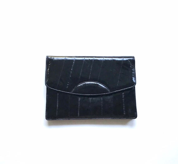 Vintage Black Eel Skin Clutch Bag - image 8