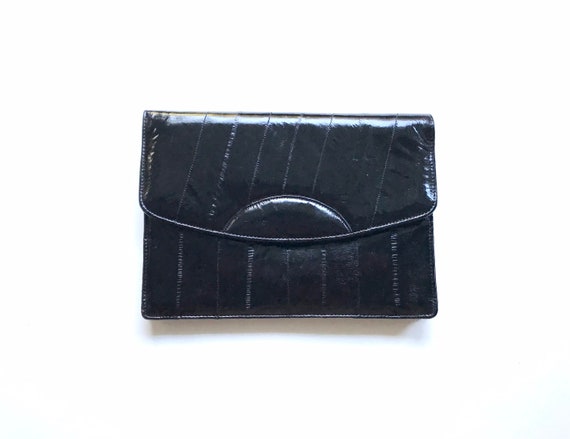 Vintage Black Eel Skin Clutch Bag - image 6