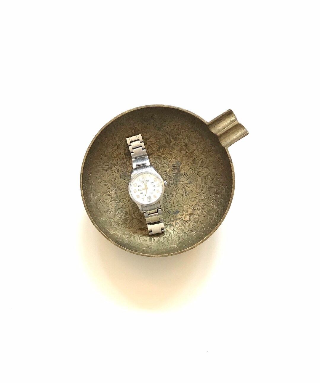 Vintage Etched Brass Catch All Bowl Ashtray Made in India Etsy