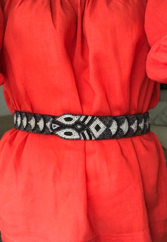 Vintage Snake Belt Hand Beaded with Black Velvet B