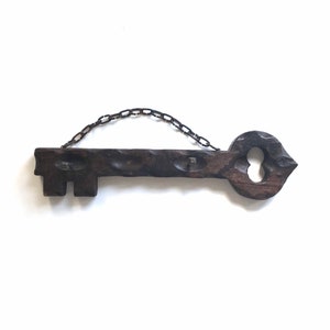 Vintage Carved Wood Key Shape Key Holder