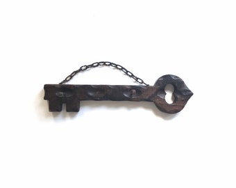 Vintage Carved Wood Key Shape Key Holder