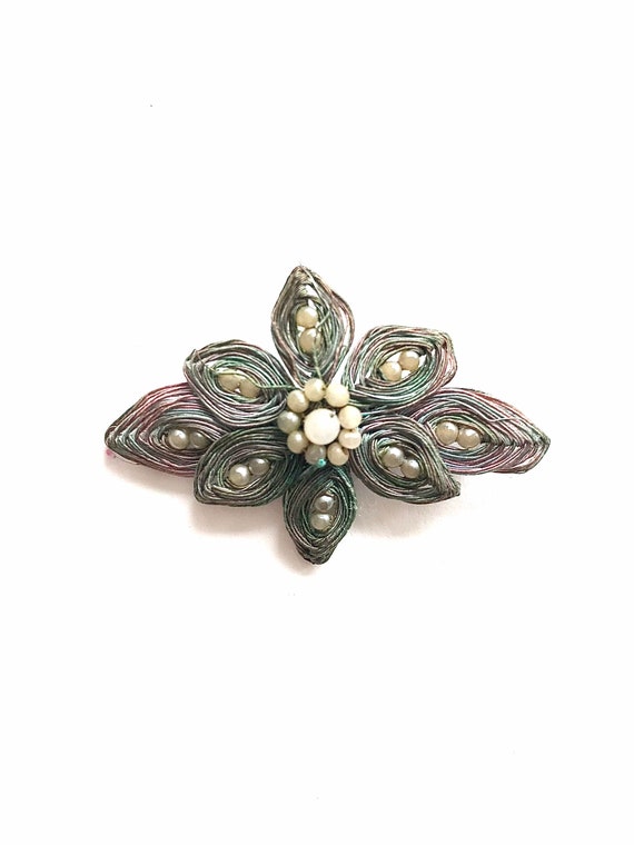 Vintage Sterling Flower Wire Brooch - image 1