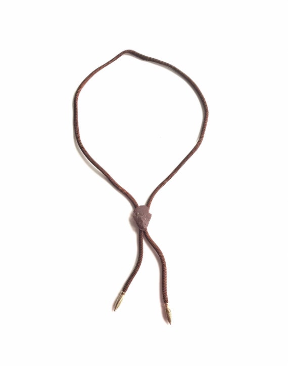 Vintage Bolo Tie Necklace, Stone Arrowhead Bolo Ti