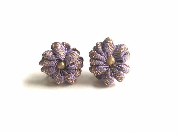 Vintage Screw Back Earrings, Flower Screw Back Ea… - image 1