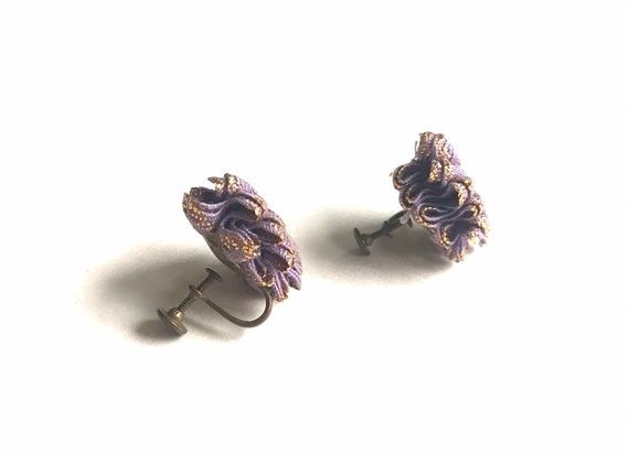 Vintage Screw Back Earrings, Flower Screw Back Ea… - image 5