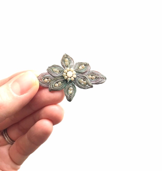 Vintage Sterling Flower Wire Brooch - image 7