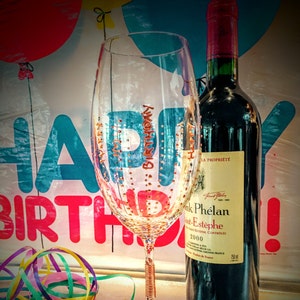 Oversized. Birthday. Wine. Crystal. Hand painted. wired. gift wrapped. Ready to Ship image 6