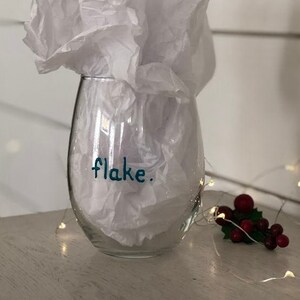 Stemless. Wine Glass. Christmas. Hand painted. Juice glass. Beer. Tumbler. Cocktail. Flake. Gift wrapped. Ready to Ship image 3