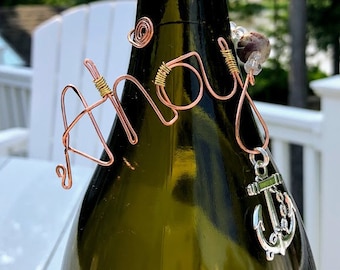 Bottle tag. Anchor. Wine charm. Bottle necklace. Bottle jewelry. Boating. Housewarming. Decanter tag. Gift boxed! Gift tag. Ready to ship!