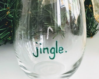 Stemless. Wine. Christmas. Hand painted. Juice glass. Tumbler. Beer. Gift wrapped. Ready to ship!