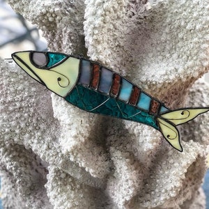 Fish On Stained glass. Suncatcher. Ornament. Trophy. Wall art. Salt Life. Salty. Fish Tales. Original Design. Ready to Ship image 3