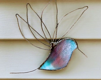 Stained Glass Hummingbird. Ornament. Garden. Birds. Suncatcher. Original Design. Ready to Ship!