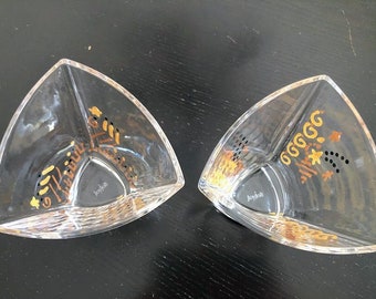 Stemless Martini Glasses. Set of 2. Boxed. power. gold. copper. black. star. spiral. triangle. cocktail. gift. bar. unique. money. beauty.