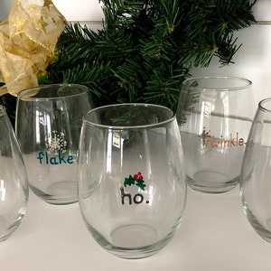 Stemless. Wine Glass. Christmas. Hand painted. Juice glass. Beer. Tumbler. Cocktail. Flake. Gift wrapped. Ready to Ship image 10