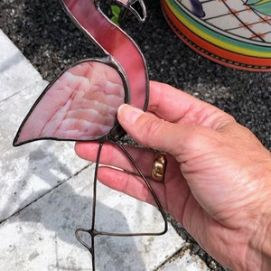 Flamingo. Stained Glass. Plant Stake. Novelty. Pink. Tabletop Decor. Ornament. Gift. Tropical. Suncatcher. image 7