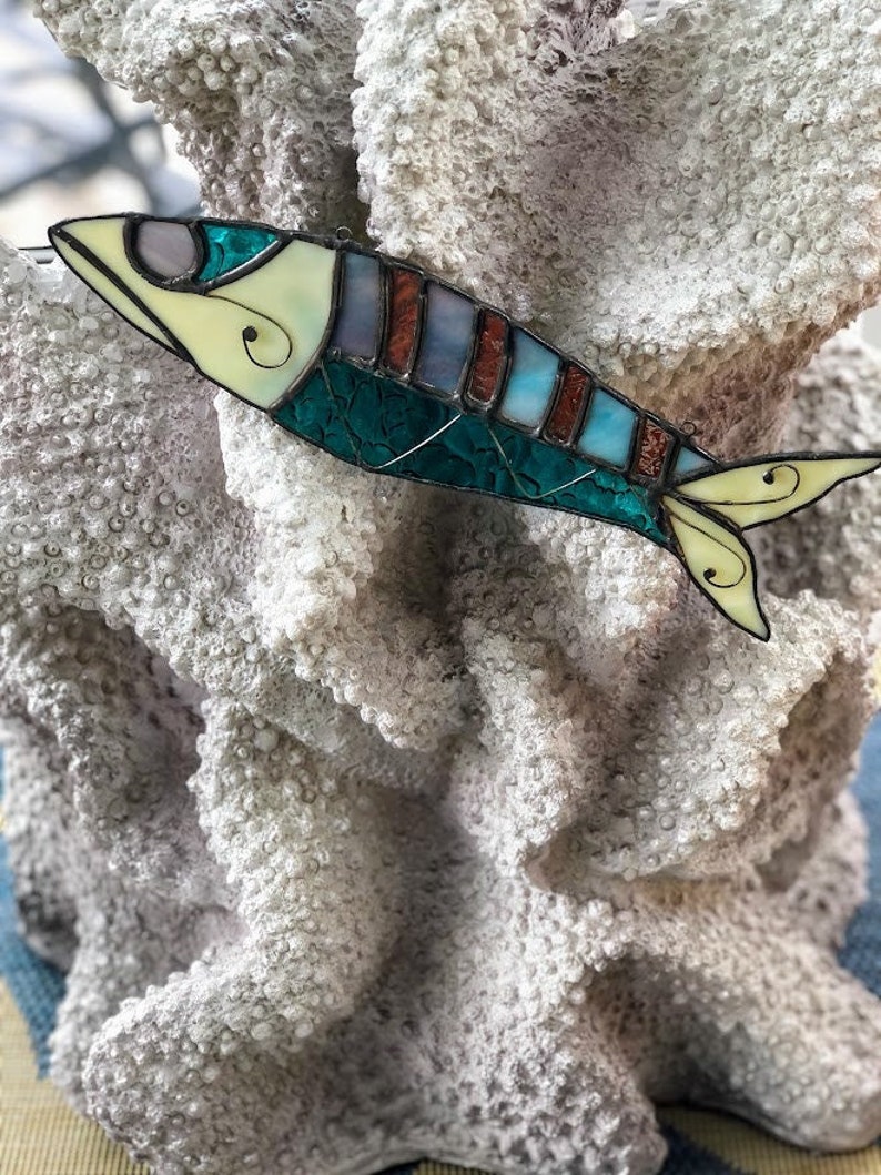 Fish On Stained glass. Suncatcher. Ornament. Trophy. Wall art. Salt Life. Salty. Fish Tales. Original Design. Ready to Ship image 3