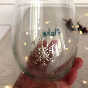 Stemless. Wine Glass. Christmas. Hand painted. Juice glass. Beer. Tumbler. Cocktail. Flake. Gift wrapped. Ready to Ship image 5