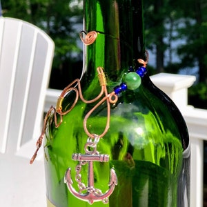 Bottle tag. Wine charm. Bottle necklace. Bottle jewelry. Boating. Housewarming. Decanter tag. Gift boxed Gift tag. Ready to ship image 5