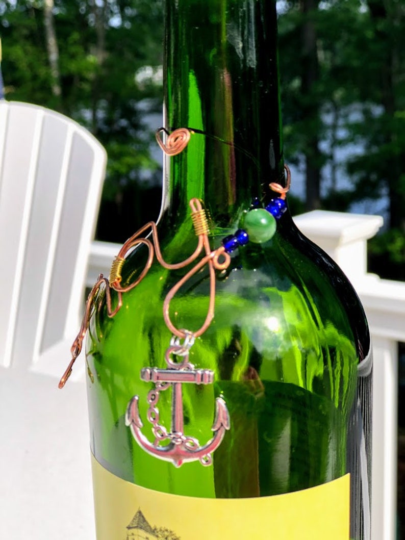 Bottle tag. Wine charm. Bottle necklace. Bottle jewelry. Boating. Housewarming. Decanter tag. Gift boxed Gift tag. Ready to ship image 5