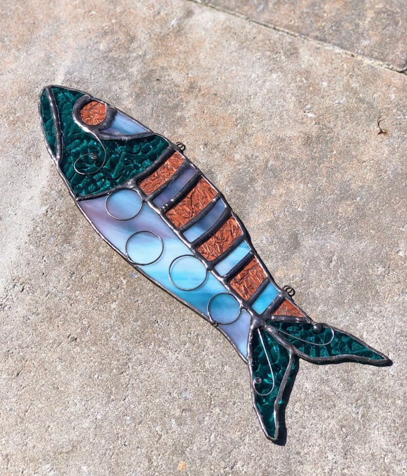 Fish On Stained glass. Suncatcher. Ornament. Trophy. Wall art. Salt Life. Salty. Fish Tales. Original Design. Ready to Ship image 7