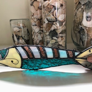 Fish On Stained glass. Suncatcher. Ornament. Trophy. Wall art. Salt Life. Salty. Fish Tales. Original Design. Ready to Ship image 8