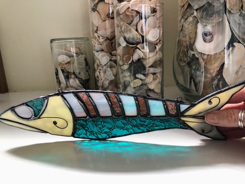 Fish On Stained glass. Suncatcher. Ornament. Trophy. Wall art. Salt Life. Salty. Fish Tales. Original Design. Ready to Ship image 8