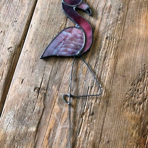 Flamingo. Stained Glass. Plant Stake. Novelty. Pink. Tabletop Decor. Ornament. Gift. Tropical. Suncatcher. image 8