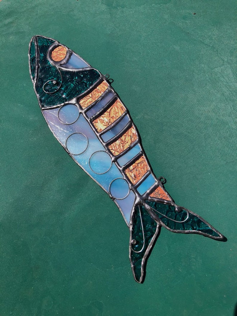 Fish On Stained glass. Suncatcher. Ornament. Trophy. Wall art. Salt Life. Salty. Fish Tales. Original Design. Ready to Ship image 6