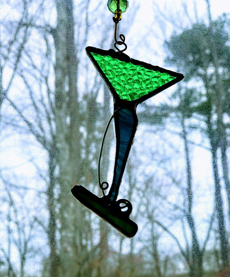 Martini. Stained glass. Suncatcher. Ornament. Margarita. Cocktails. Birthday. Package tie on. Hostess gift. Gift boxed. Ready to Ship image 6