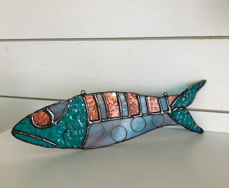 Fish On Stained glass. Suncatcher. Ornament. Trophy. Wall art. Salt Life. Salty. Fish Tales. Original Design. Ready to Ship image 3